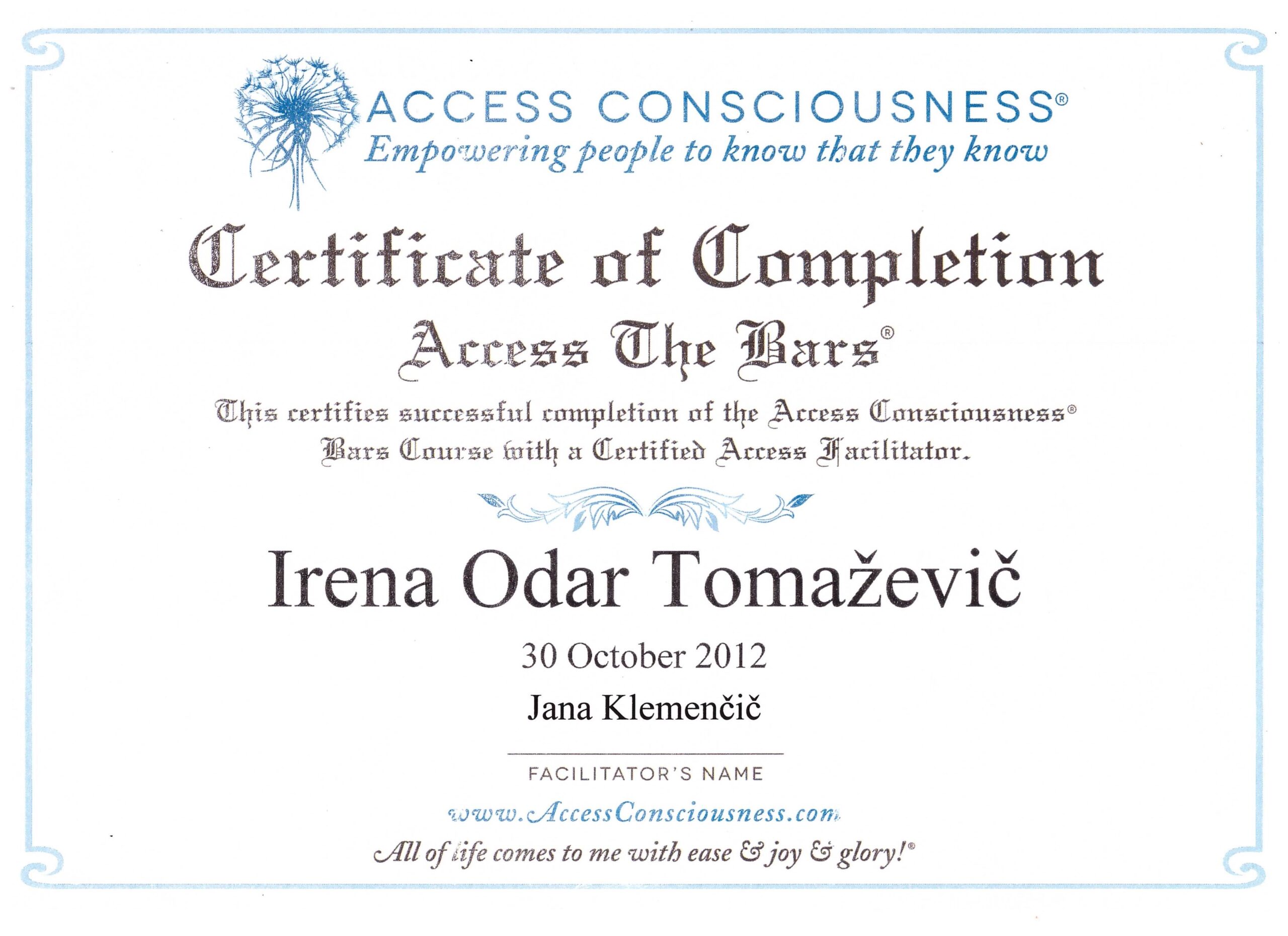 Certifikat Moč svetlobe